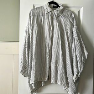 Eskandar linen oversized avant-gard lagenlook luxury brand button up top XL-3x